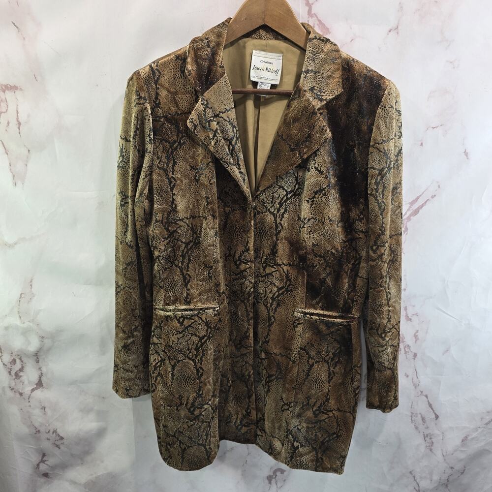 Joseph Ribkoff Jacket Womens 8 Medium Brown Blazer Snake Python Faux Suede
